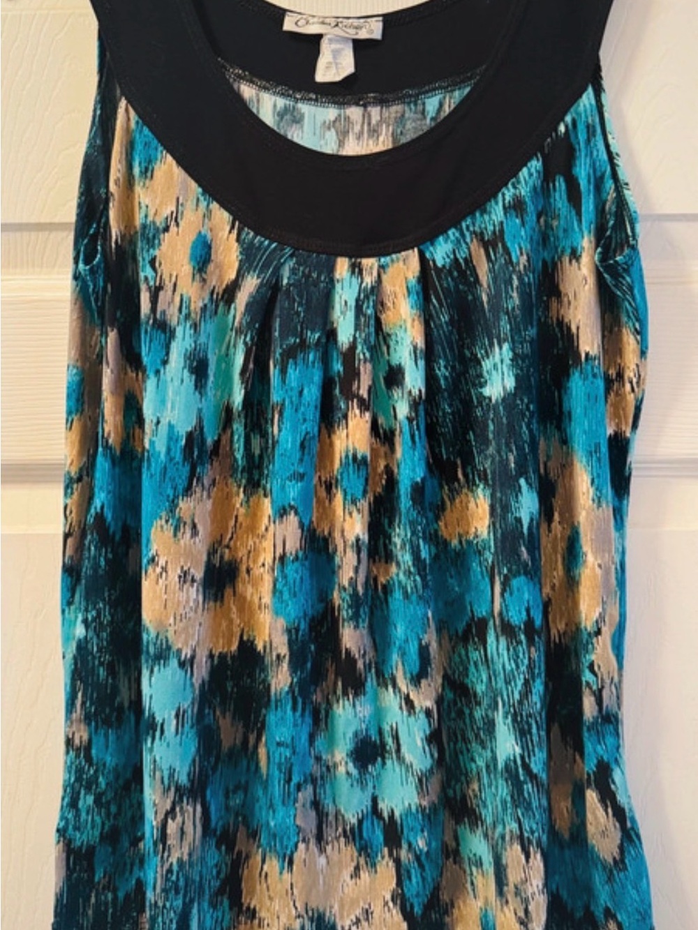 Claudia Richard Teal, Black & Tan Abstract Print Tank